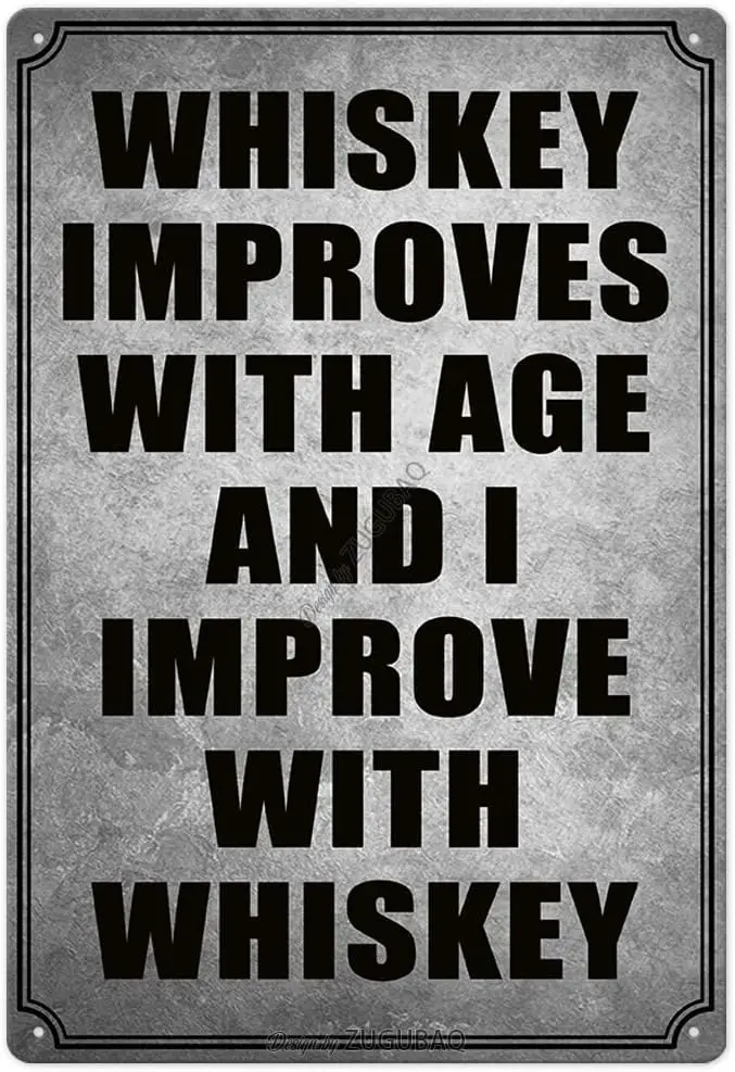 Funny Bar Tin Signs Decor - Whiskey and Cigars Retro Look Poster Metal Sign Accessories Indoor Outdoor Man Cave Home Pub Garage