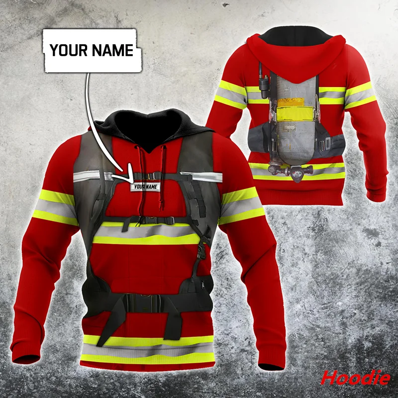 

Autumn Men's Fashion Hoodie Customize Name Brave Firefighter 3D Printed Zipper Hoodie Unisex Street Casual Sweatshirt F0015