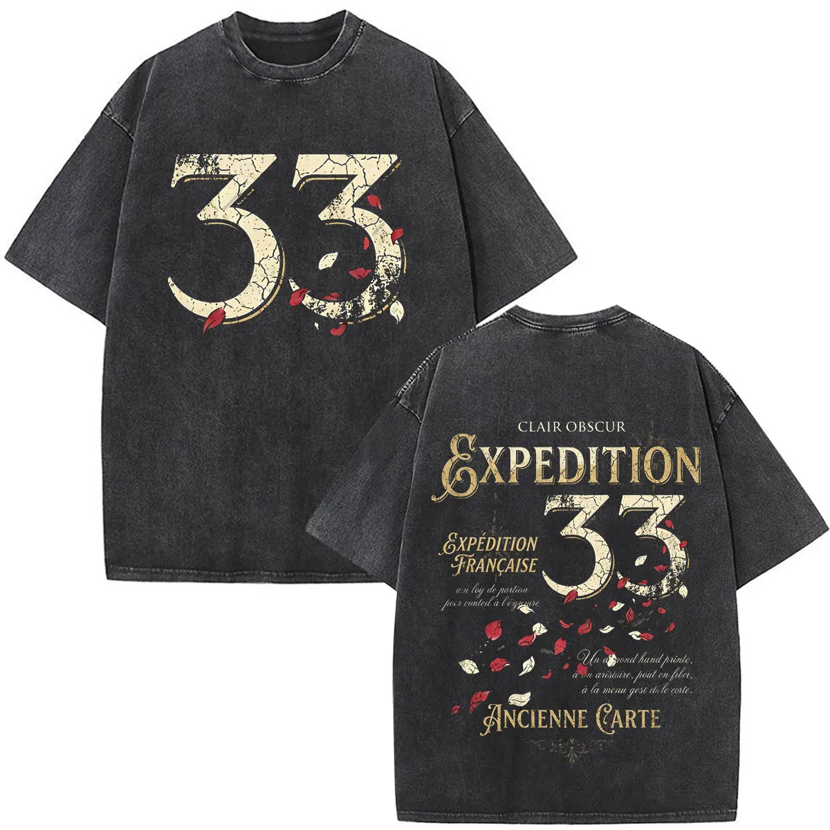 Washed Vintage Game Clair Obscur Expedition 33 T Shirts Men Women Clothing Cotton Oversized Short Sleeve T-shirts Streetwear