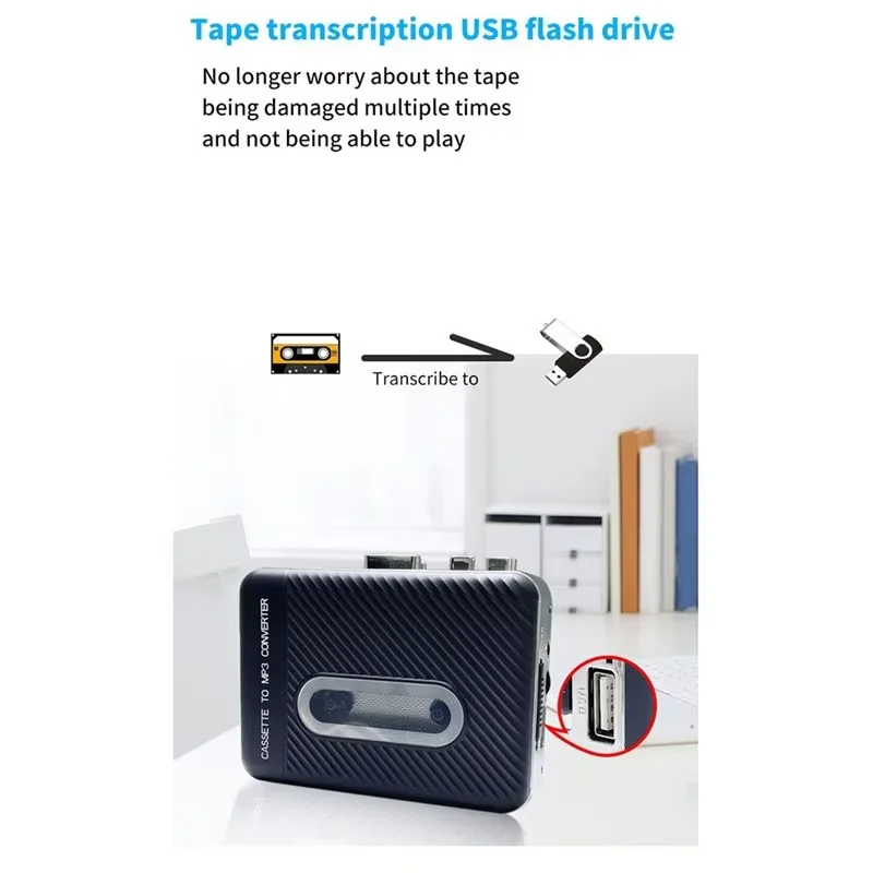 USB Cassette Tape Player Record Converter to MP3 Digital USB Cassette Capture for 360 Standalone Save to USB Flash Drive