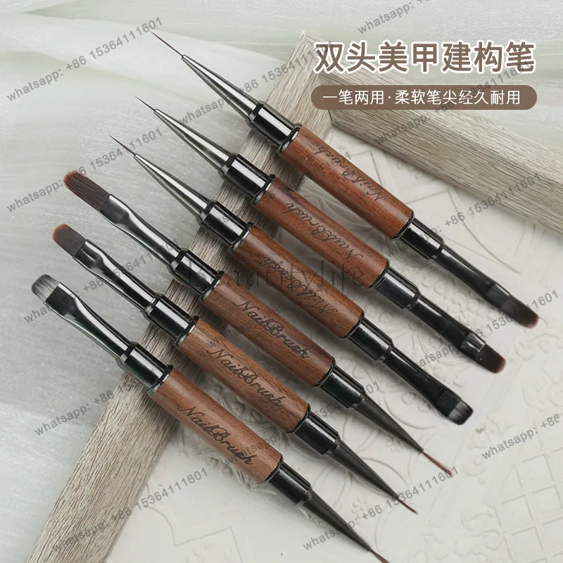 Master-level double-ended nail art brush, painted line brush, square and round head construction light therapy brush