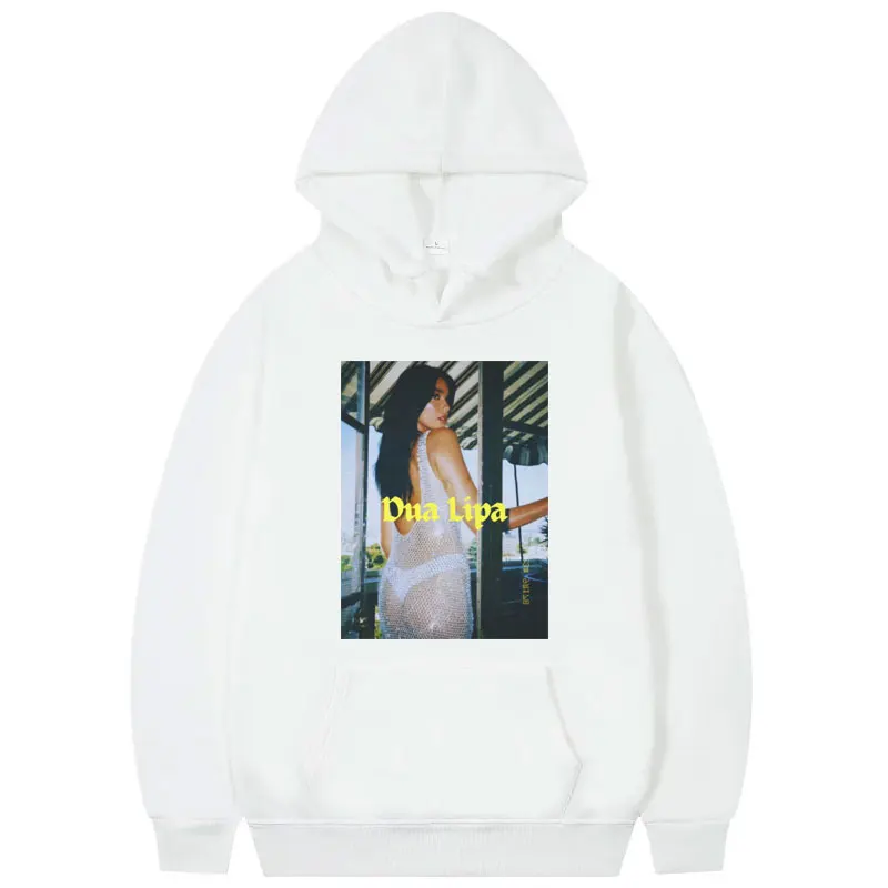 Singer Dua Lipa Aesthetics Print Hoodie Men Women Fashion Vintage Hooded Sweatshirts Autumn Winter High Quality Fleece Pullovers