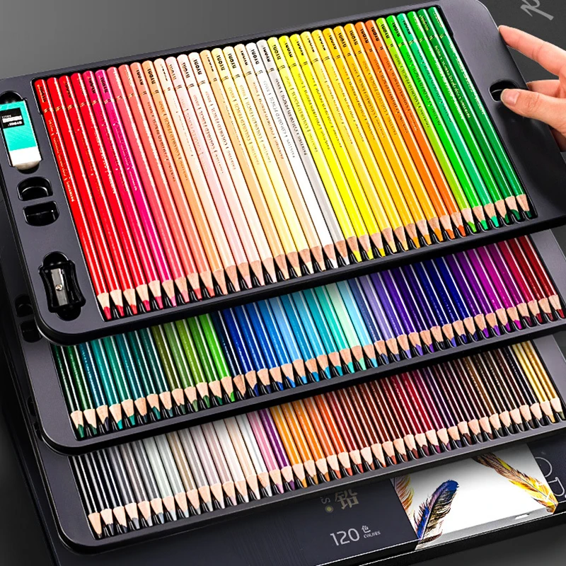 

NYNOI 24/36/48/72/120 Professional Oily Colored Pencil Sketching Colored Pencils Set Tin Box For Painting School Art Supplies