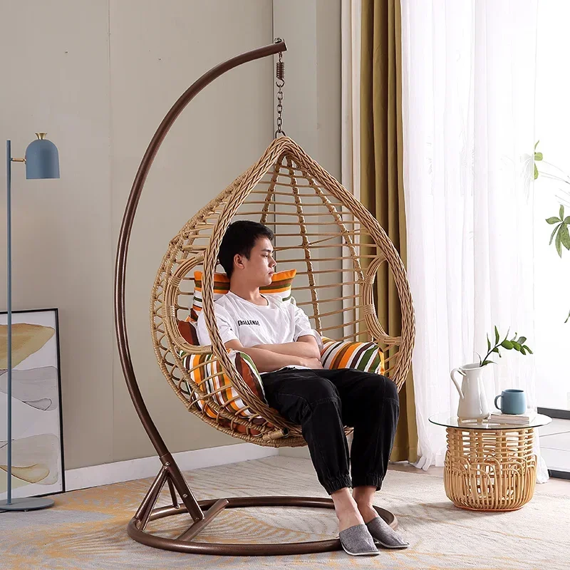 Outdoor hanging chair swing outdoor balcony basket rattan chair indoor single lazy household hammock  bird's nest bassinet chair