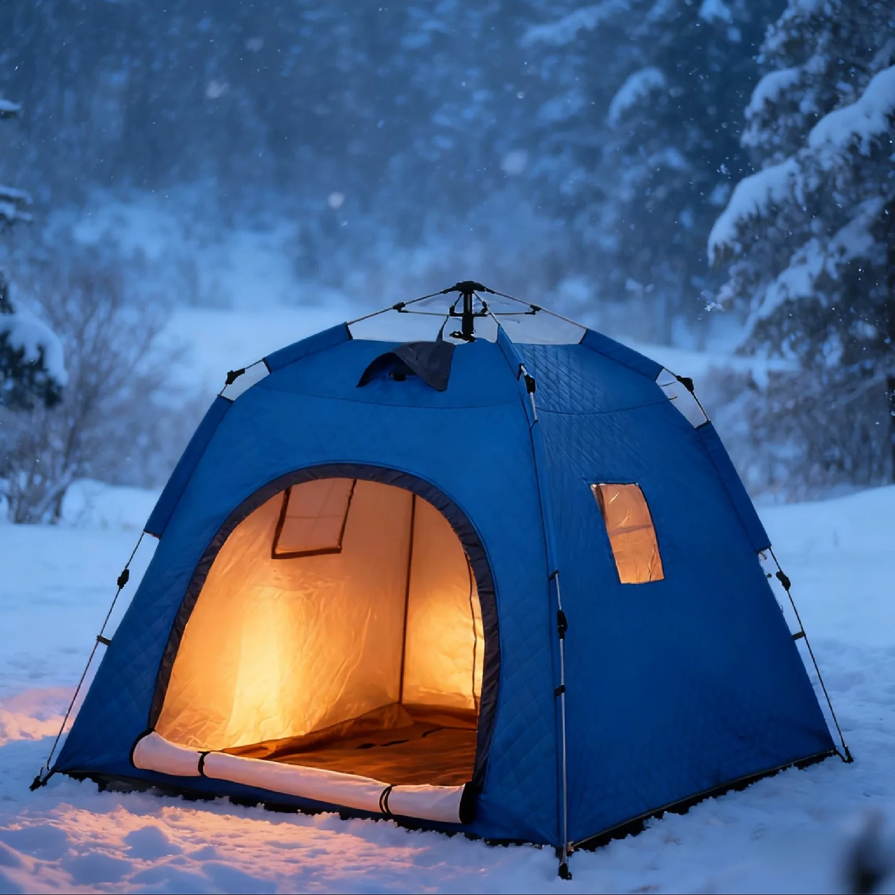 

Ice Fishing Camping Tent Thickened Cotton Oxford Triple Layer Quick Opening Waterproof Windproof Coldproof