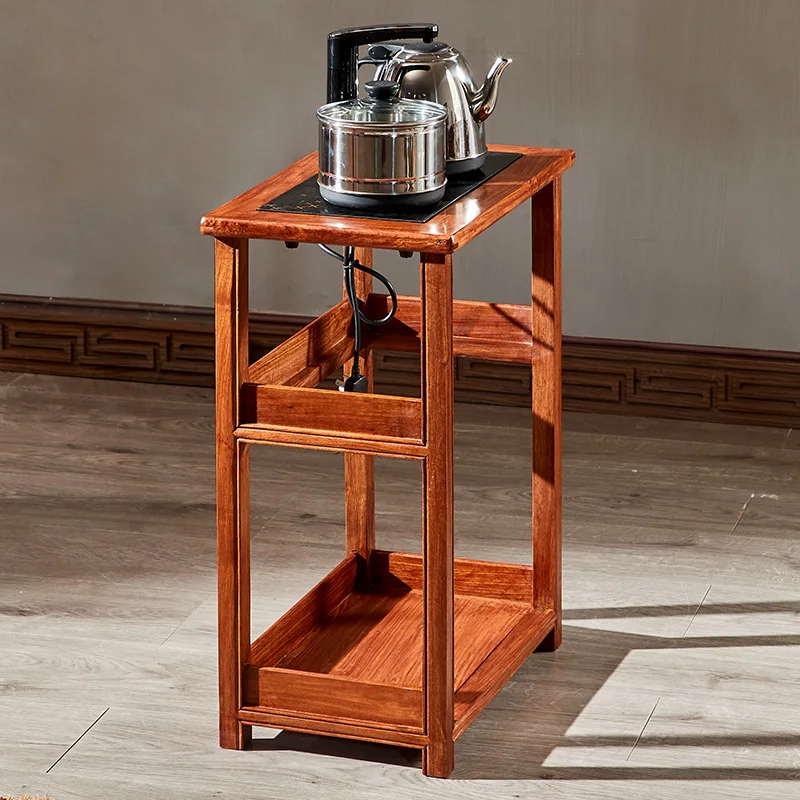

rosewood small coffee table Chinese antique solid wood square edge corner induction cooker double-layer movement