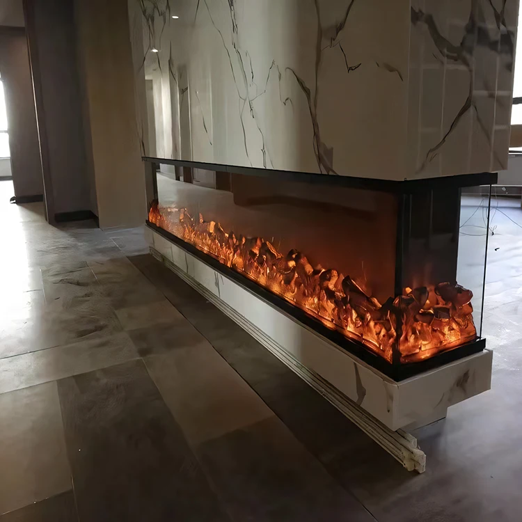 3-sided Glass Can Enjoy Flames Decorate Public Spaces Mutlicoloured Simulated Flames Fireplace 200*30*40CM