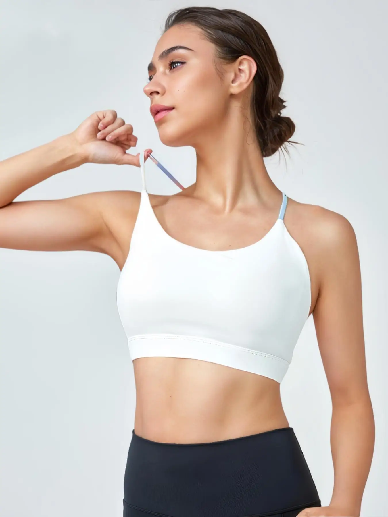 حمالة صدر رياضية مطبوعة مرقعة للنساء، قميص رياضي قصير كاجوال مريح وجيد التهوية لليوجا والتمارين الرياضية في صالة الألعاب الرياضية، ملابس رياضية للسيدات