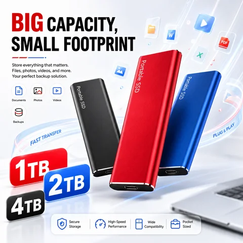 2TB External Hard Drive Portable SSD USB3.0-C Solid State Drive Low Power Consumption Long Life Storage