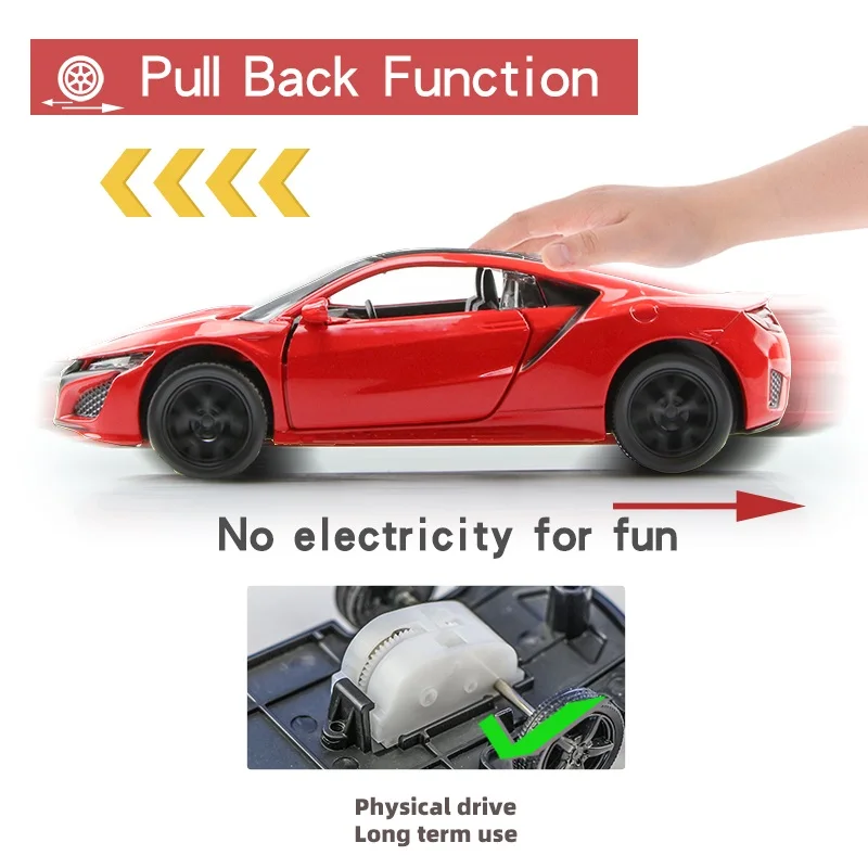 JDM Honda Acura NSX 2017 Supercar Simulation Druckguss & Spielzeugfahrzeug Zurückziehen Auto RMZ Stadt 1:36 Legierungsmodell Geschenke für Kinder
