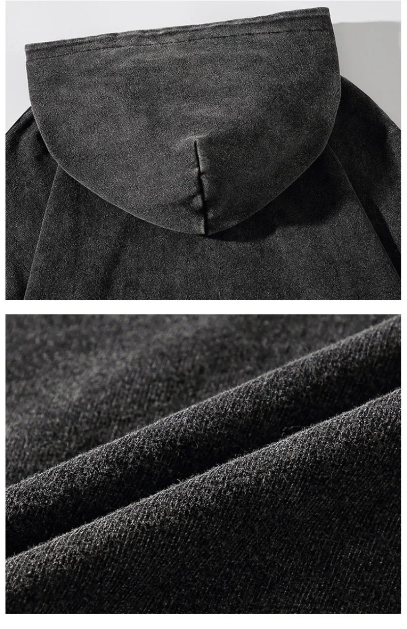 

Tie Dyed Worn-out Hooded Sweatshirt Men Women Autumn Retro Dark Gray Coat Preppy High Street Hoody Unisex Harajuku Gothic 후드티