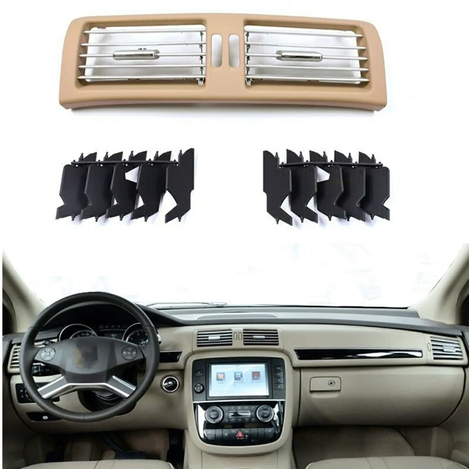 

Бежевая внутренняя центральная крышка вентиляционного отверстия кондиционера для Mercedes Benz R Class R300 R350