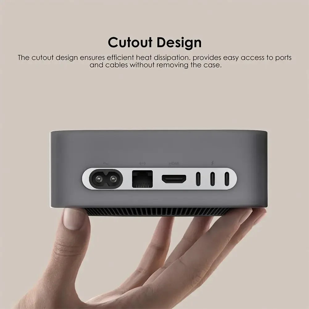 غطاء حماية من السيليكون المقاوم للماء سهل التركيب لجهاز Mac Mini M4/M4 Pro 2024 فتحة دقيقة ضد الغبار