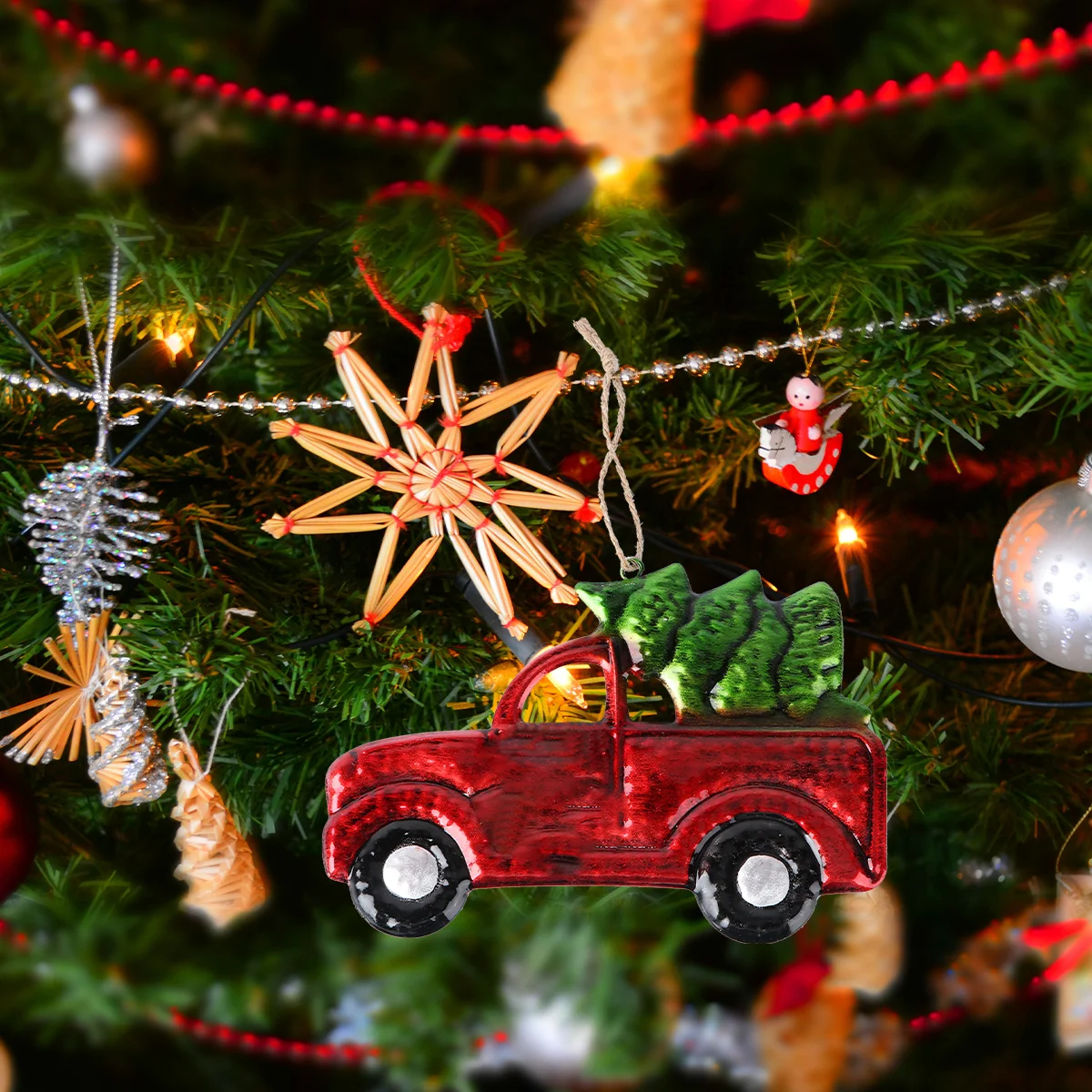 

1Pcs Christmas Iron Sheet Small Car Pendant Hanging Ornament for Tree Home Party Xmas Decoration Christmas Car Pendant