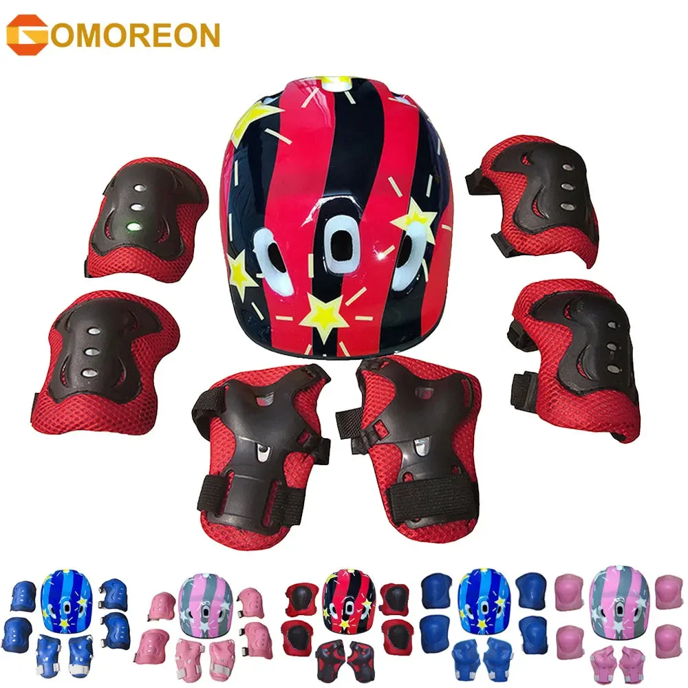 Adjustable Kids Helmet and Knee Pads Elbow Pads Wrist Guards Protective Gear Set for 3~15yrs Bike Roller Skating Cycling Scooter