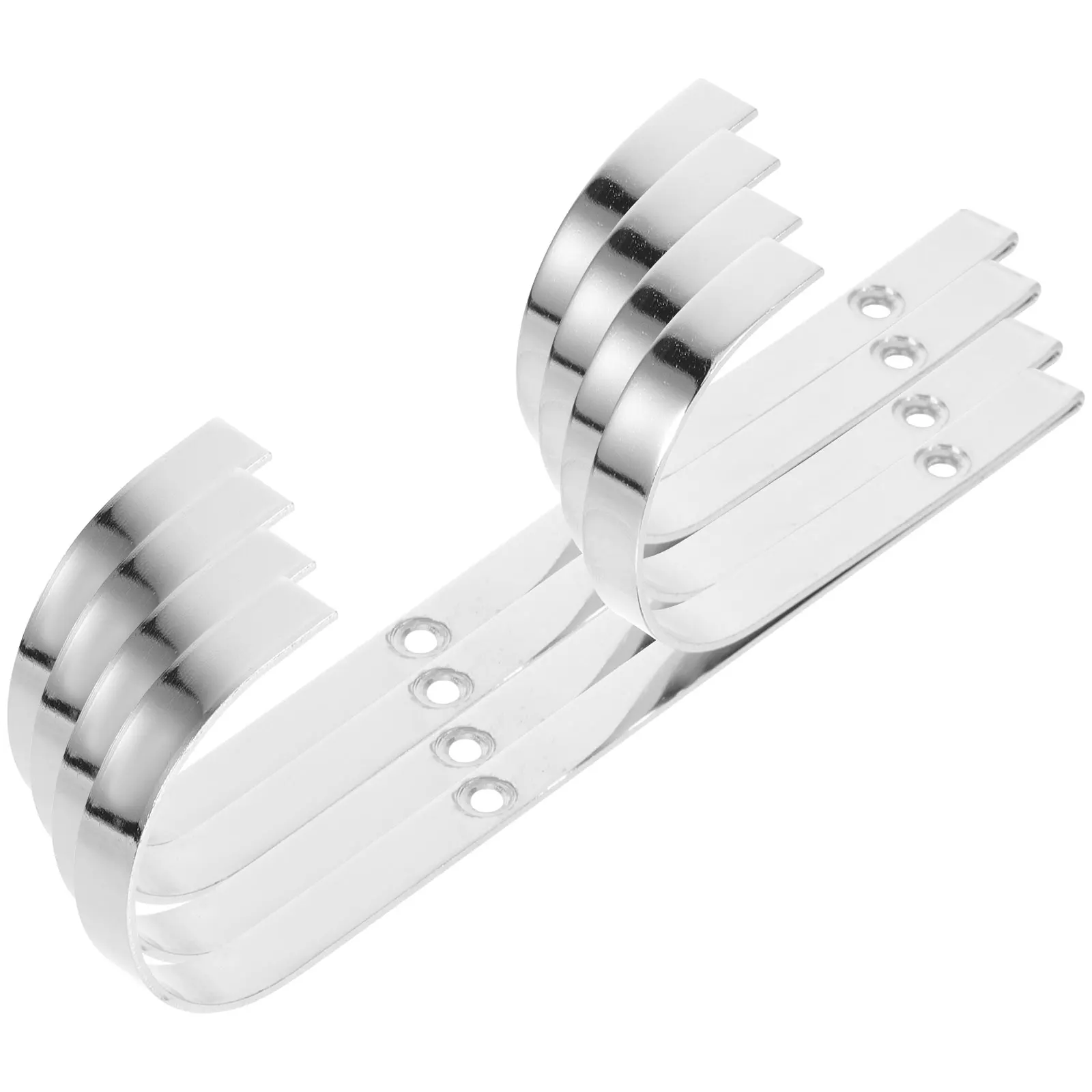 

4pcs Swimming Pool Hooks Metal Wall Rack Double Head Hangers Silver Color Outdoor Storage Solutions Spa Accessories Bathroom