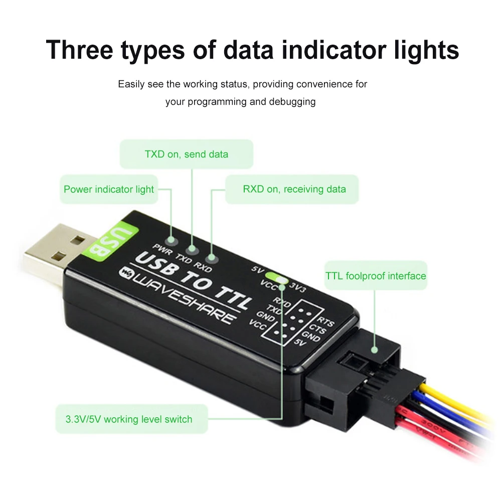 

Промышленный преобразователь USB в TTL FT232RL/CH343G, мульти-системы защиты, поддержка стабильной передачи, светодиодные индикаторы