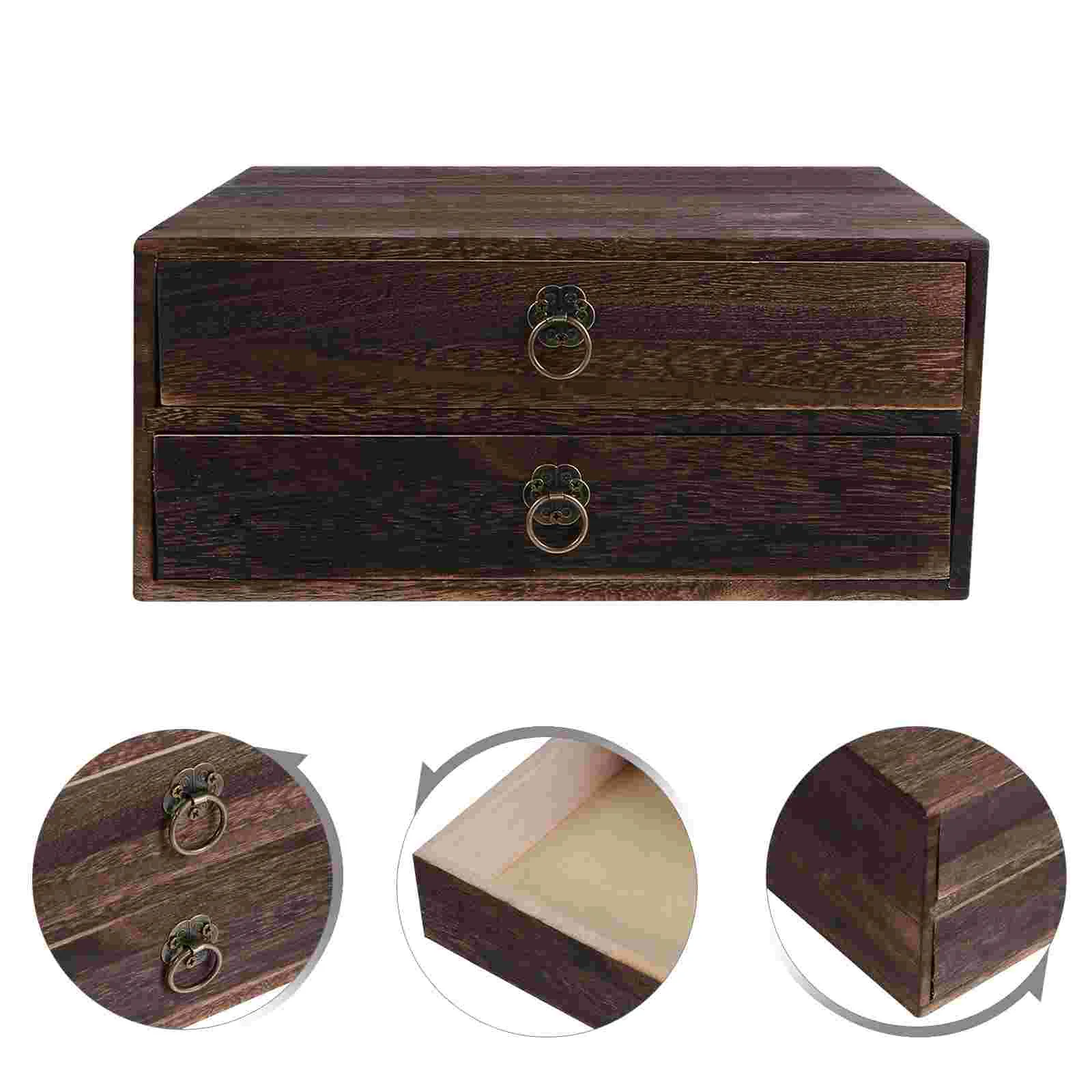 

Office Accessories Storage Bins Solid Wood Table Drawer Wooden Desktop Box Souvenir 2550X2450X1100CM Coffee Miss