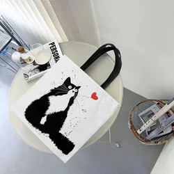 Shopper Bag High-Definition Digital Printed Shopping Bag Cat Pattern Environmentally Friendly And Portable Linen Bag