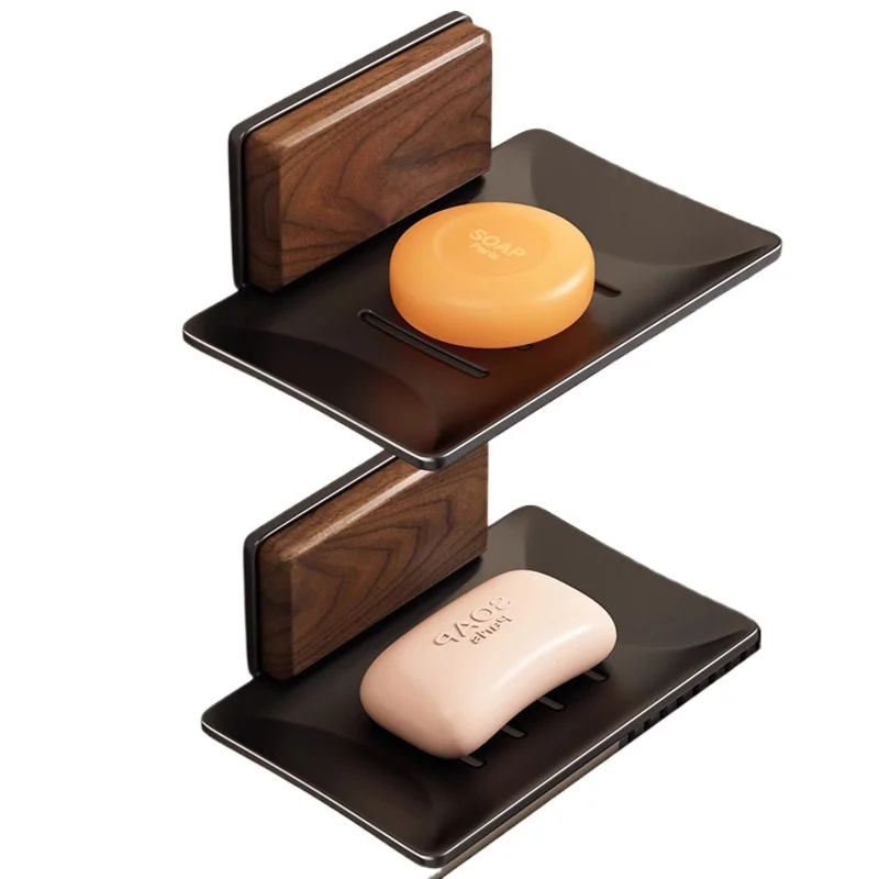 

Мыльница из орехового дерева без перфорации, настенная полка для мыла, сливная полка для мыльницы в ванной комнате