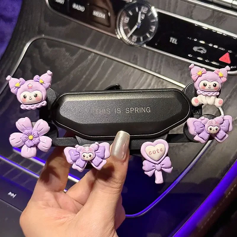 

Sanrio Kawaii Kuromi Car Mobile Phone Holder Anime Cartoon Exquisite Anti-shake Multifunctional Mobile Phone Navigation Support