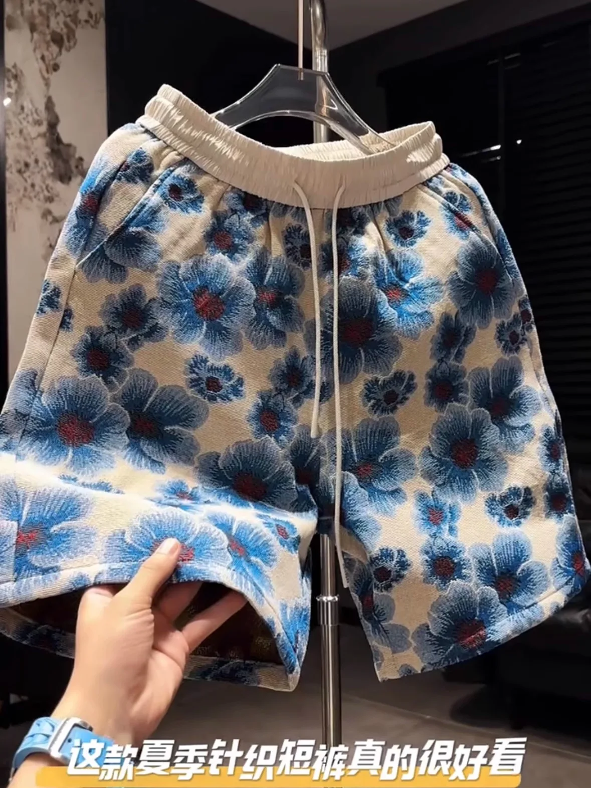 

Модные повседневные цветные тканые шорты с вышивкой, мужские свободные универсальные пляжные брюки, спортивные штаны для пар, длина до колена