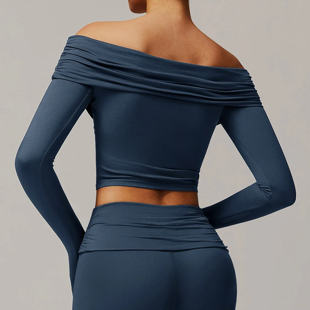 Spring and Autumn Sexy Casual Long Sleeve Yoga One Shoulder Outfit Versatile Dance Sports Long Sleeve Dress for Women