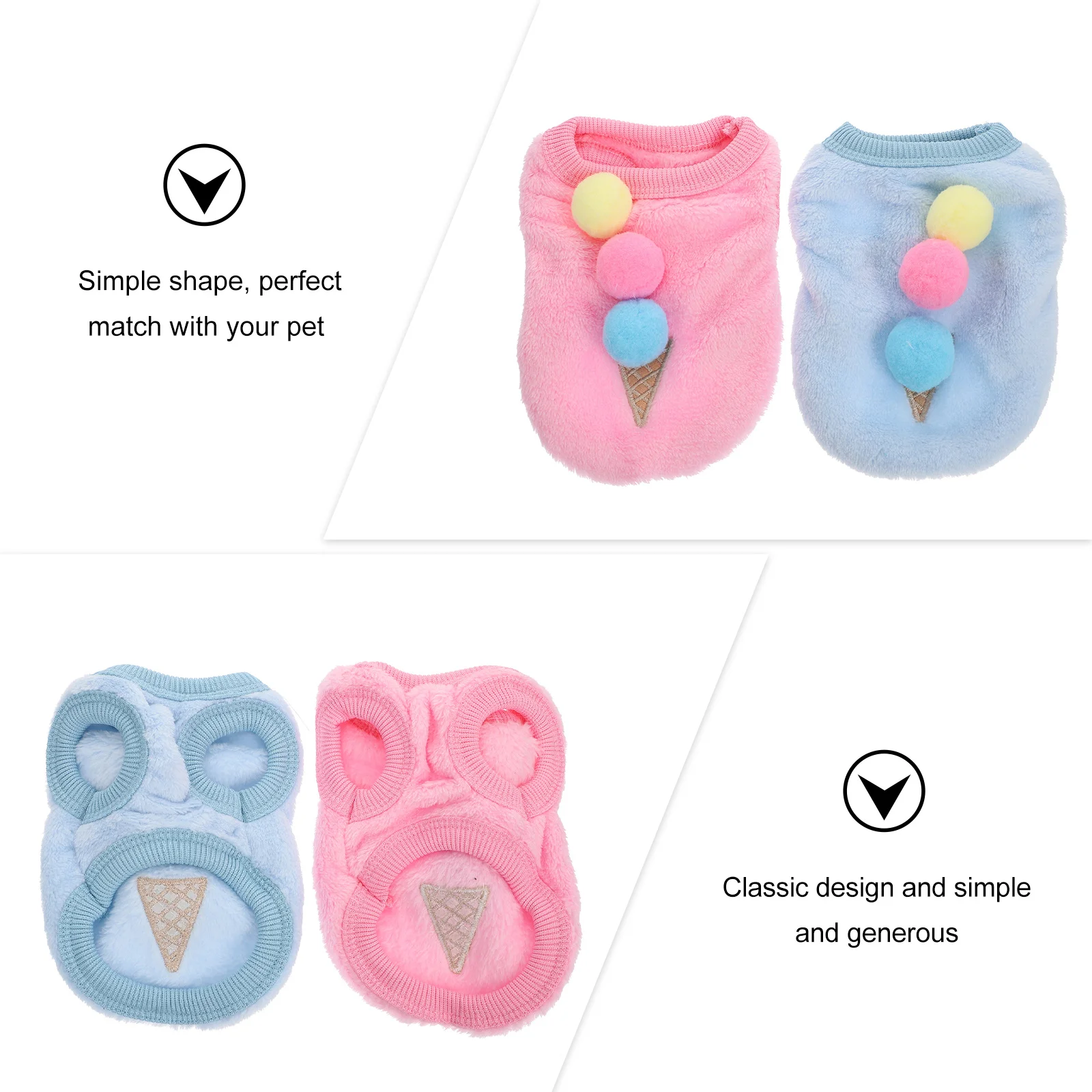 

2Pcs Ice Cream Pattern Rabbit Clothes Pet Cosplay Costume Comfortable Bunny Vests Party Outfit for Small Animals Pet Apparel