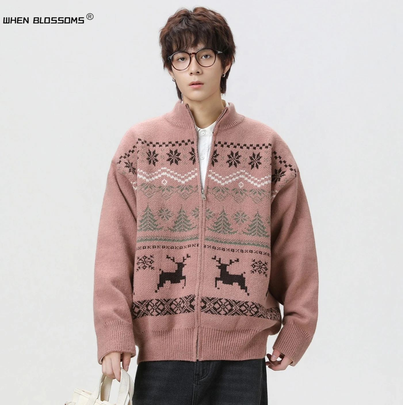 

Мужской кардиган Fair Isle, винтажный нордический пуловер | Текстурированный шерстяной свитер с жаккардовым узором | Уютное зимнее пальто, осенняя верхняя одежда