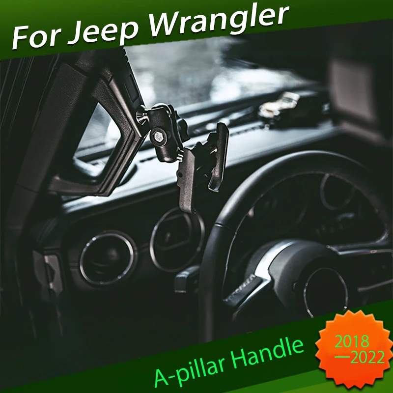 A-pillar Handle Suitable for Jeep JL Wrangler 2018 2019 2020 2021 2022 Modified A-pillar Mechanical Armrest Mobile Phone Holder