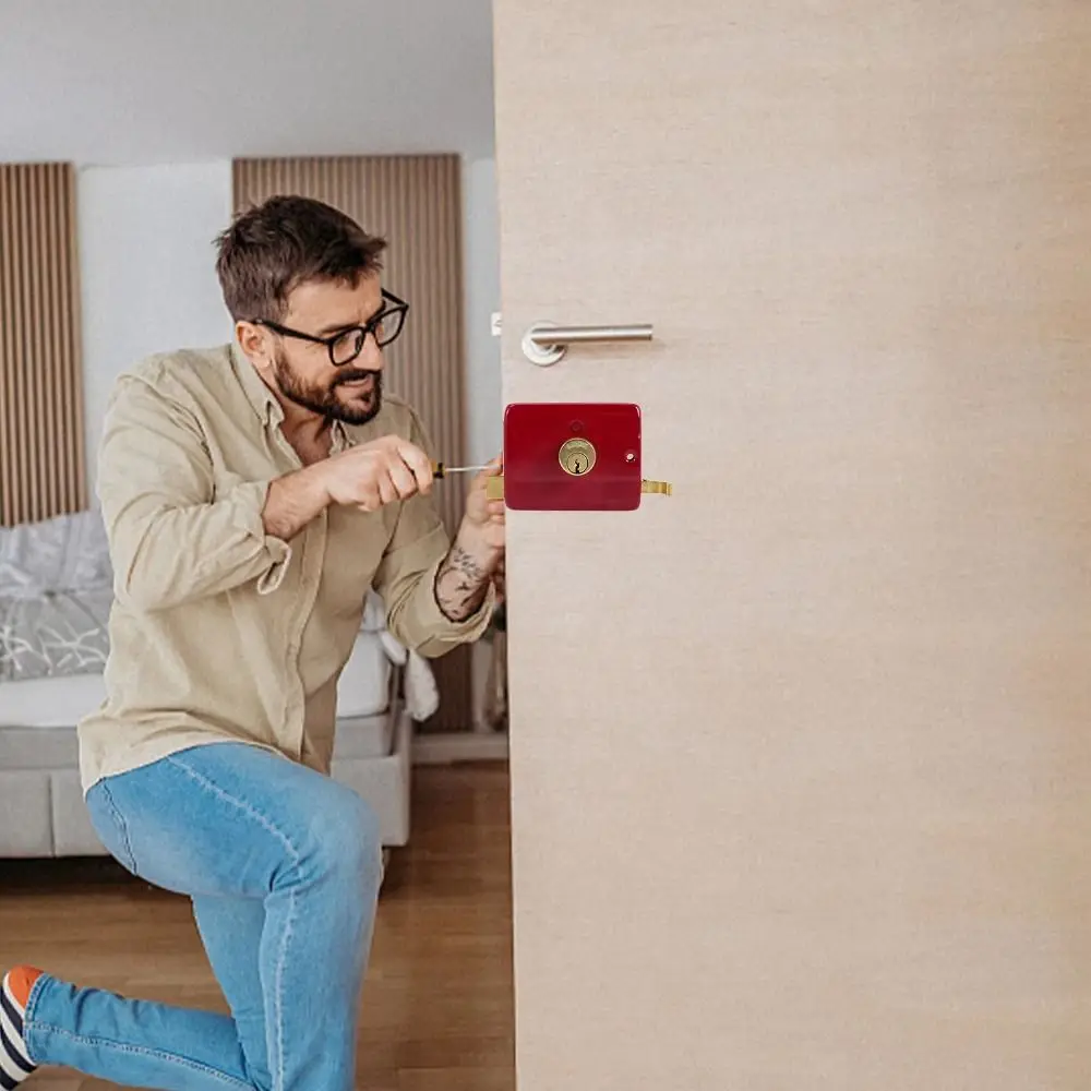 

Железный противоугонный дверной замок, одноцилиндровый прочный защитный дверной замок, ключ в стиле ретро, в комплекте, сверхмощный замок, мебельная фурнитура