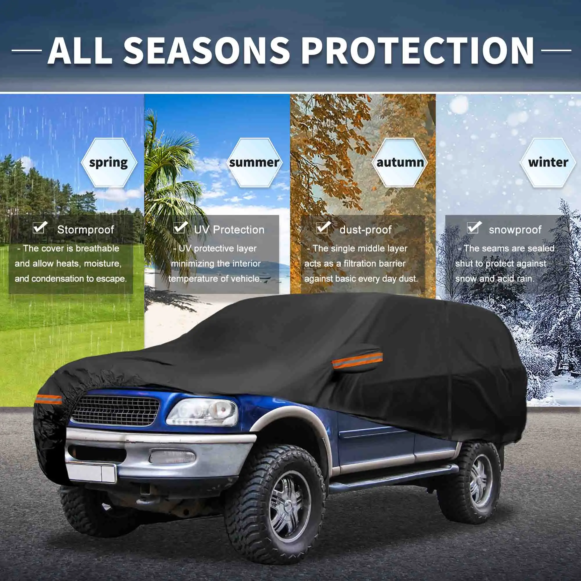

UXCELL для Ford Expedition, алюминиевая пленка, уличный полный автомобильный чехол, всепогодная защита от солнца, дождя и снега с молнией двери водителя