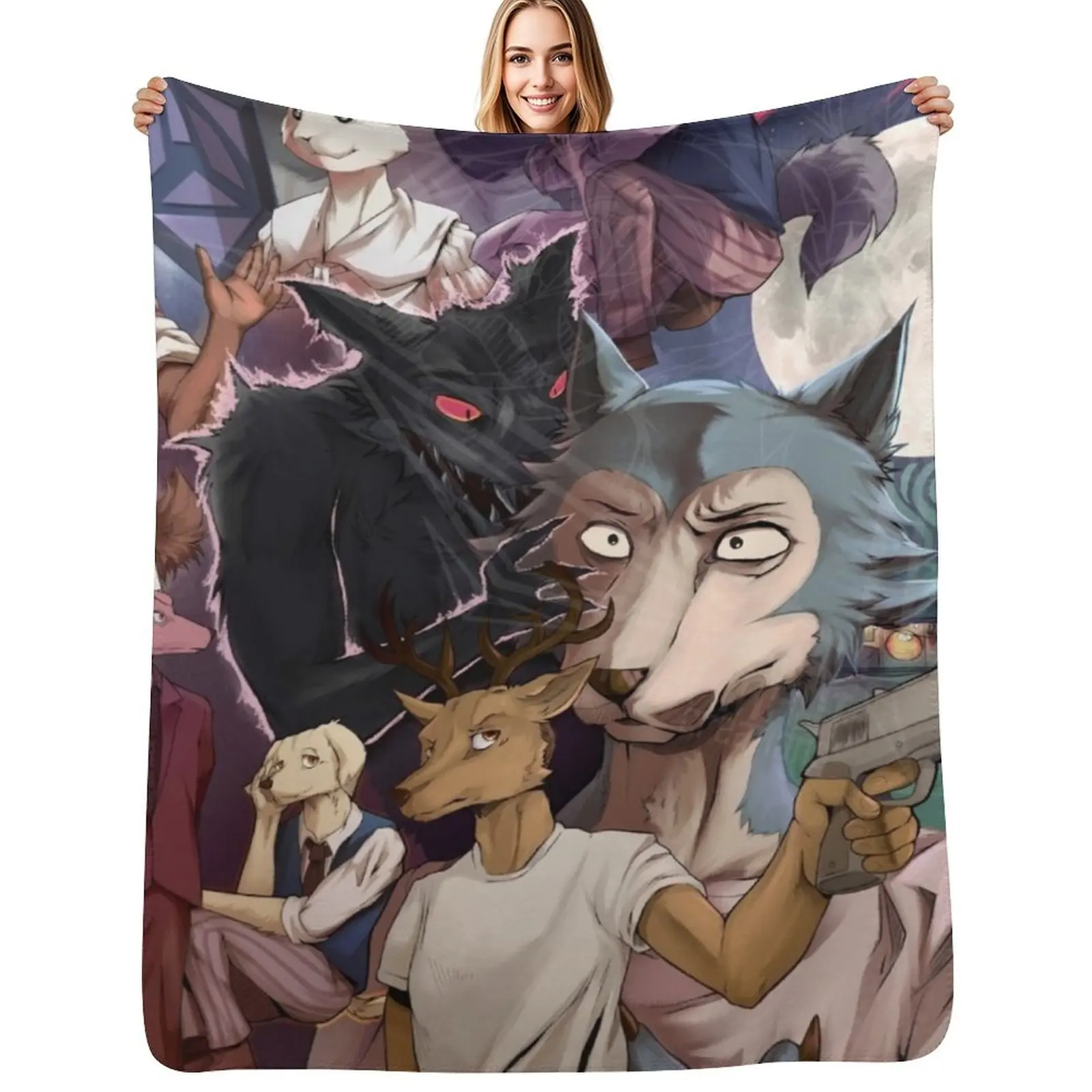 

Beastars Anime Throw Blanket Ultra Soft Flannel Fleece Blanket for All Seasons