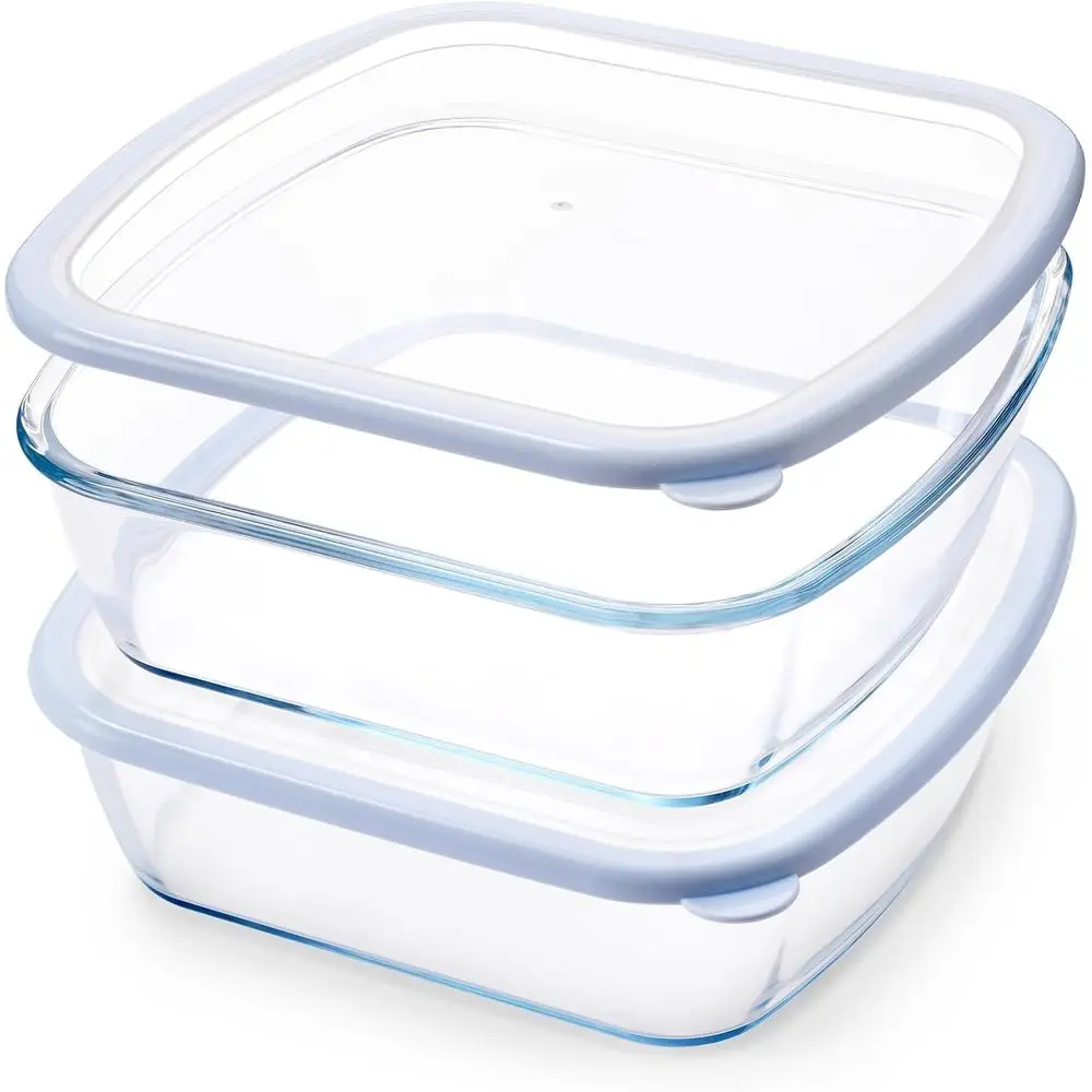 

2 Pack 9 x 9 Glass Bg Dish with Lid, 9 x 9 Bg Pan, 2.75QT LARGE and DEEP Bg Dish or Oven (Blue, 2 Pack, 2.6L)