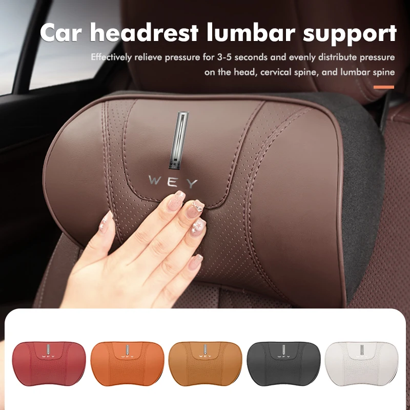 Universal Car Neck Pillow Headrest Support Cushion Accessories For WEY Tank 500 Macchiato Coffee 01 02 2021-2022