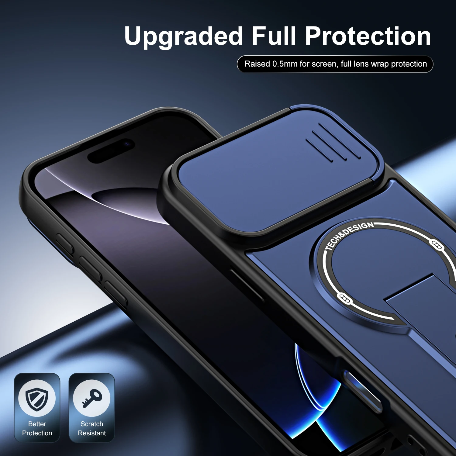 Magnetische Autohalterung für MagSafe-Hülle für iPhone 17 16 13 15 Pro Max, stoßfeste Panzerhülle mit Linsenschutz – Detail 6