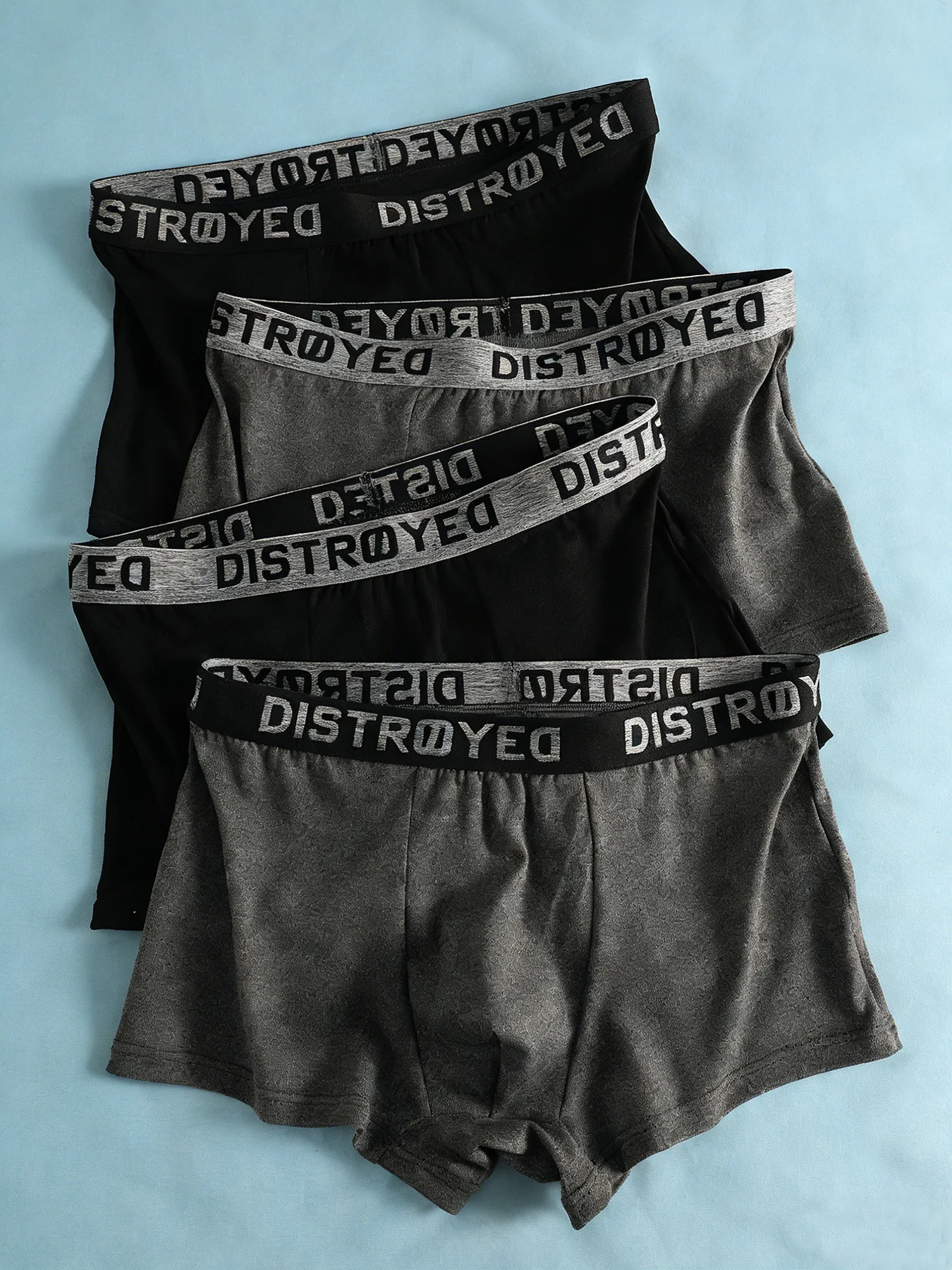 4 pieces of men's briefs, a trendy brand with a letter waist, elastic and breathable black and gray high-end men's underwear