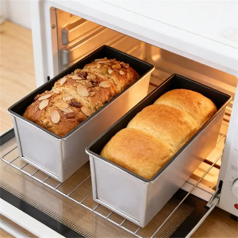 QX2E Functional Bread Baking Tin With Cover Square Bread Baking Pan For Unflawed And Excellent Heat Conductivity