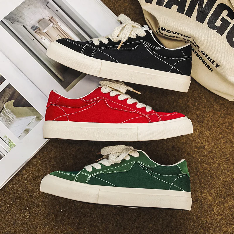 New Classic Stitching Canvas Footwear Canvas Sneakers,Lace Up Comfort Footwear Zapatillas De Lona, Street Trend Men Casual Shoes