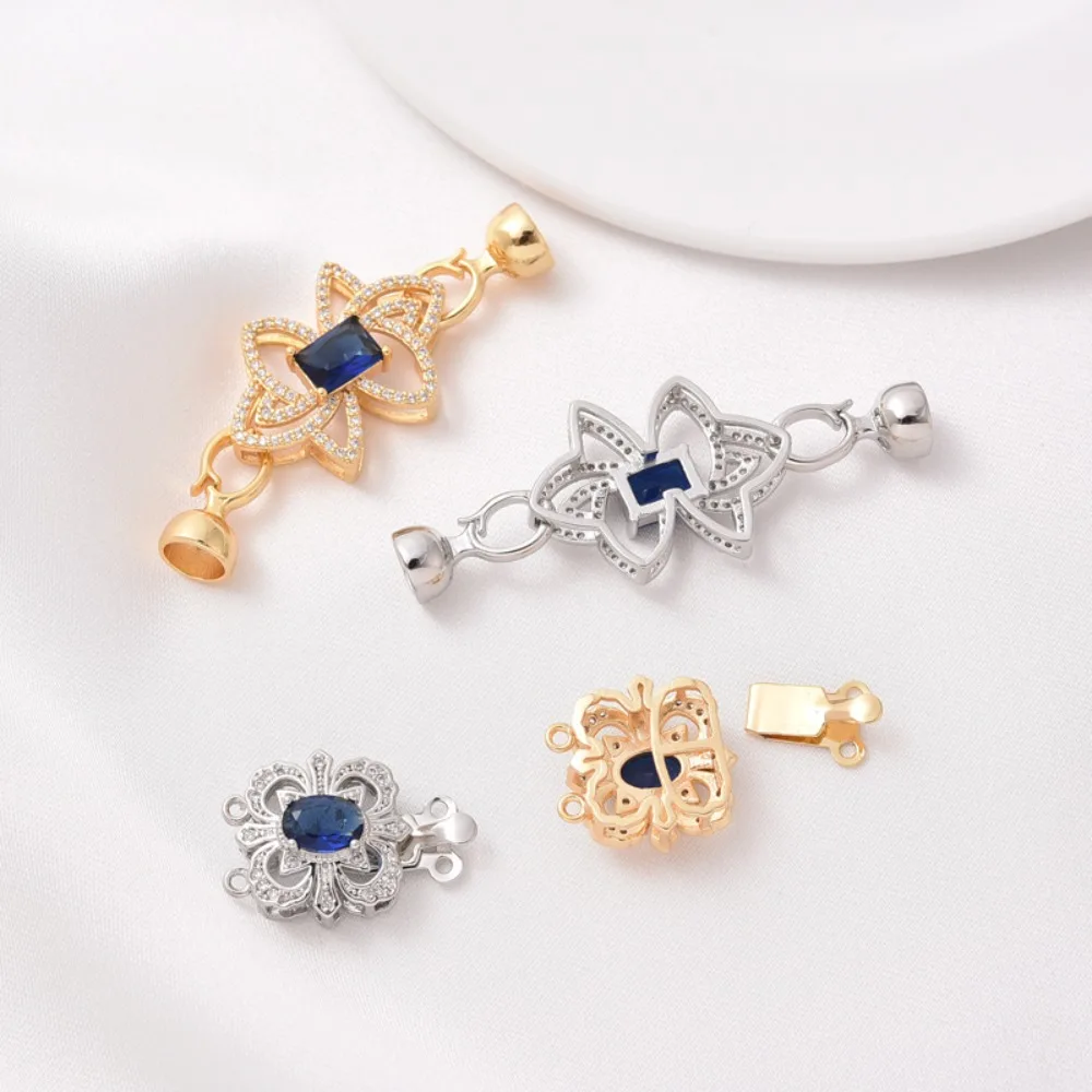 

18K Gold-plated Micro-inlaid Zircon Pearl Clasp, Diy Handmade Bracelet, Clasp Necklace, White Gold Connecting Clasp At The End