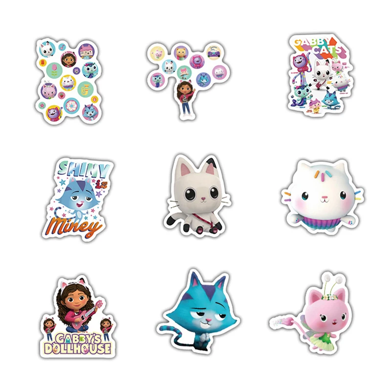 50/100PCS Anime Gabby Dollhouse Sticker Waterproof DIY Graffiti Stickers Skateboard Computer Luggage Car Sticker