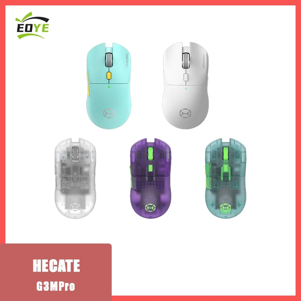 

HECATE G3MPro Transparent Gaming Wireless Tri-mode Silent Lightweight Mouse PAW3395 Office Esports Double Microswitch 500mAh