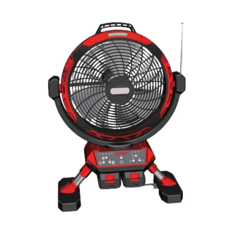 20v brushed motor button starts lithium battery powered mobile fan 100W power supply three-speed wind