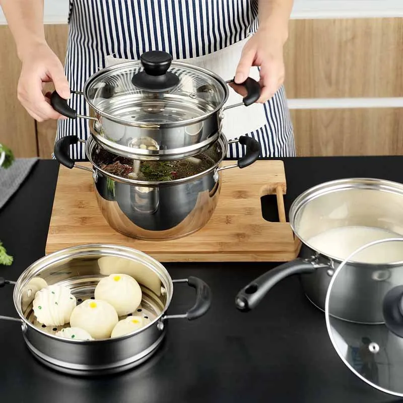 16  18 20 22 Cm Thickening Stainless Steel   Marmsteamer Cooking Pot Boiler Baby Milk Boiling Pot