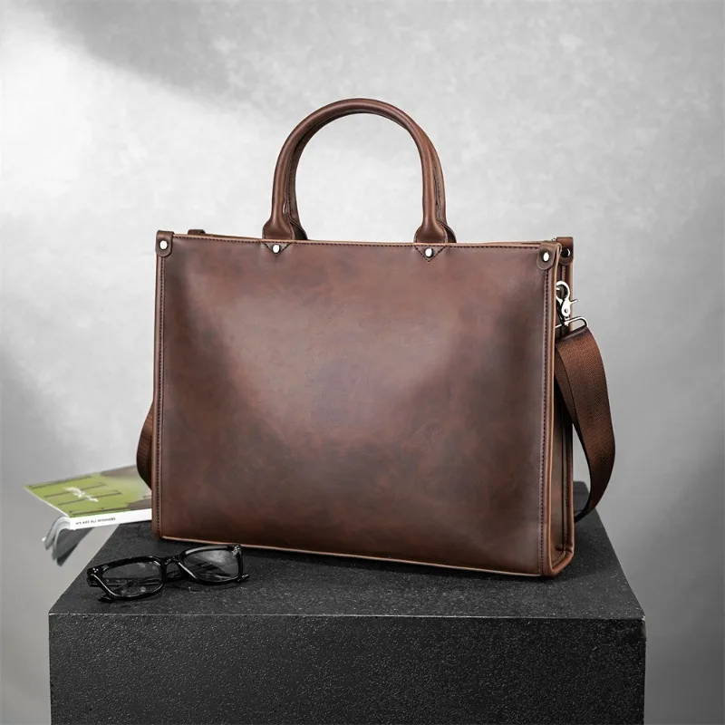 Mode-Design Aktentaschen Männer Handtaschen Vintage Große Kapazität Totes Für Männer Aktentaschen Mit Schulter Gurt Umhängetasche Männlich
