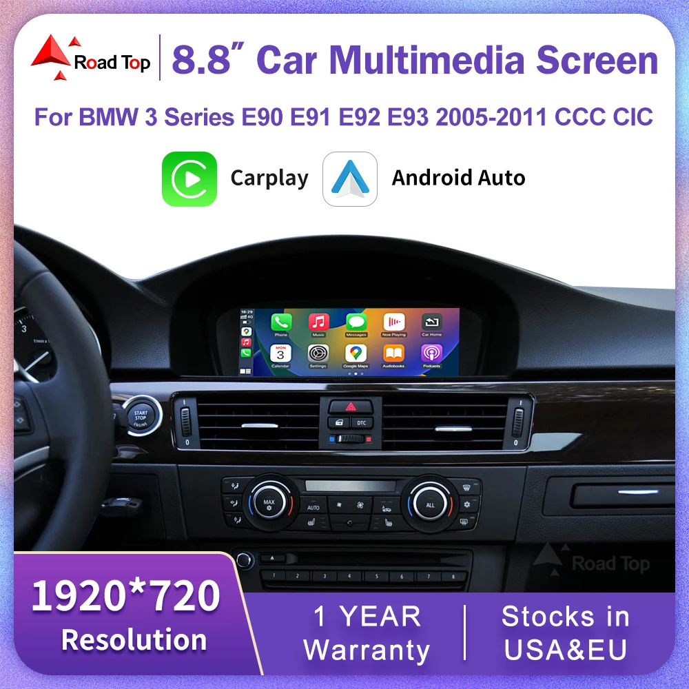 Wireless CarPlay Android Auto Car Multimedia Touch Screen For BMW 3 Series E90/E91/E92/E93 CCC/CIC Monitor Radio