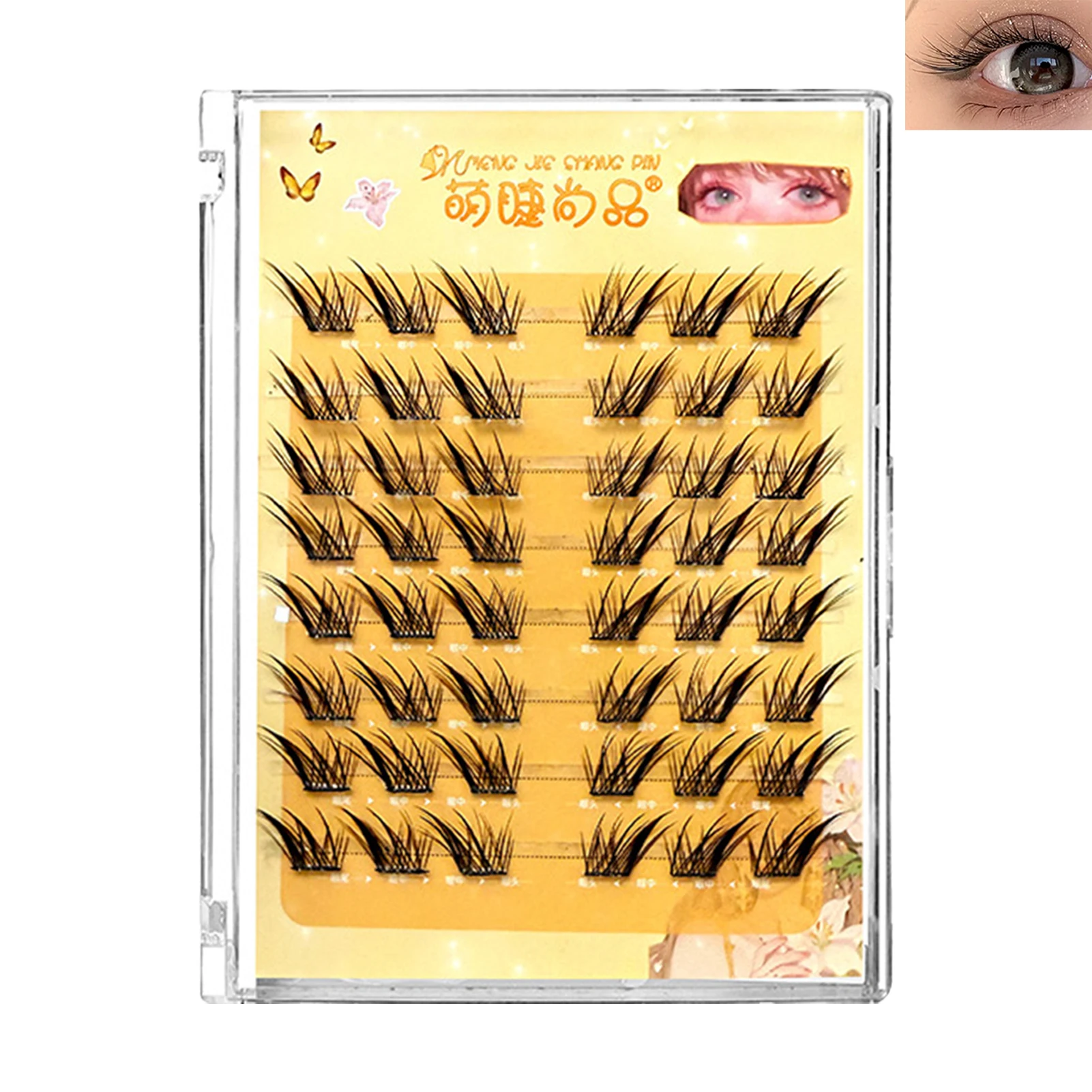 8-reihige, kleberfreie Füchse, flauschige koreanische Wimpern-Cluster, natürliche Wisps, tägliche Cartoon-Wimpernverlängerungen, professionelle Make-up-Tools