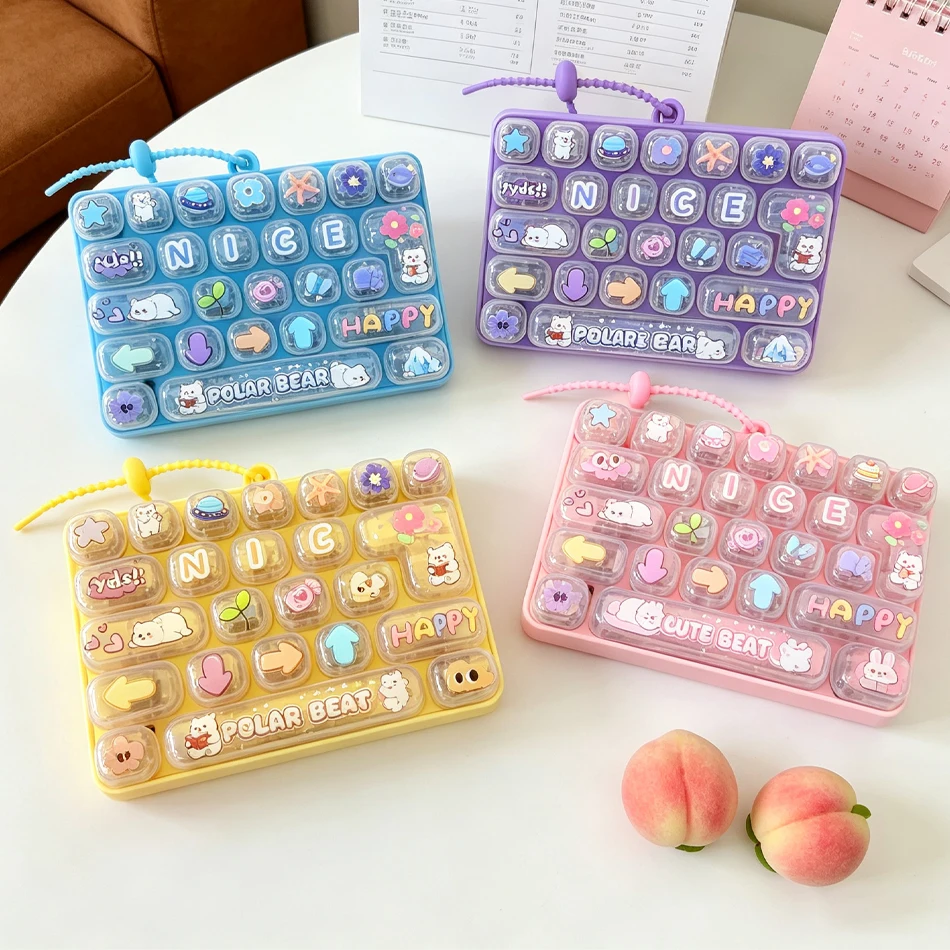 26Grid Keycap Clicker Anti Stress Fidget Keyboard Keychain Decompression Button Cartoon Hand Relax Party Favor Gift 26구 키캡 키링