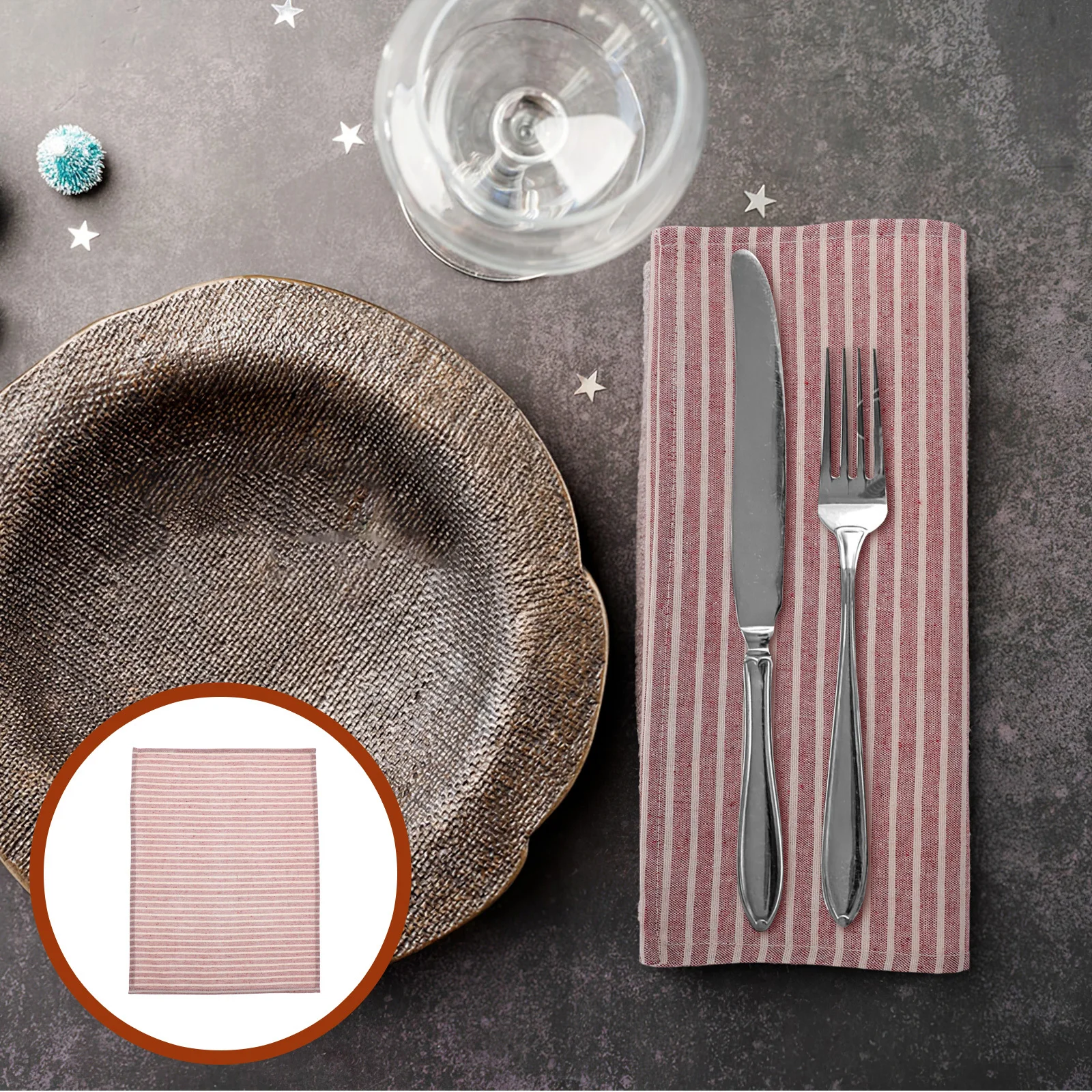 

12Pcs Washable Cloth Napkins Striped Dinner Napkin Set Heat Insulating Table Napkins for Home Restaurant Use Napkin