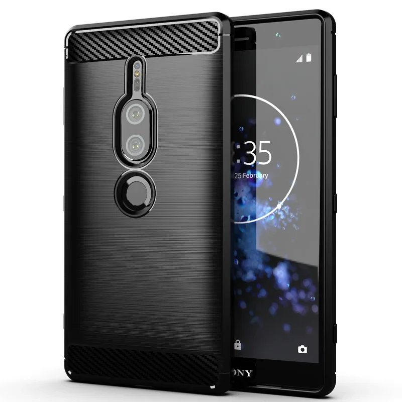 Carbon Fiber Cover Case For Sony Xperia XZ2 Premium Solid Color Rugged Shockproof Protect Case For Xperia XZ2 Compact XZ2 Mini view 2